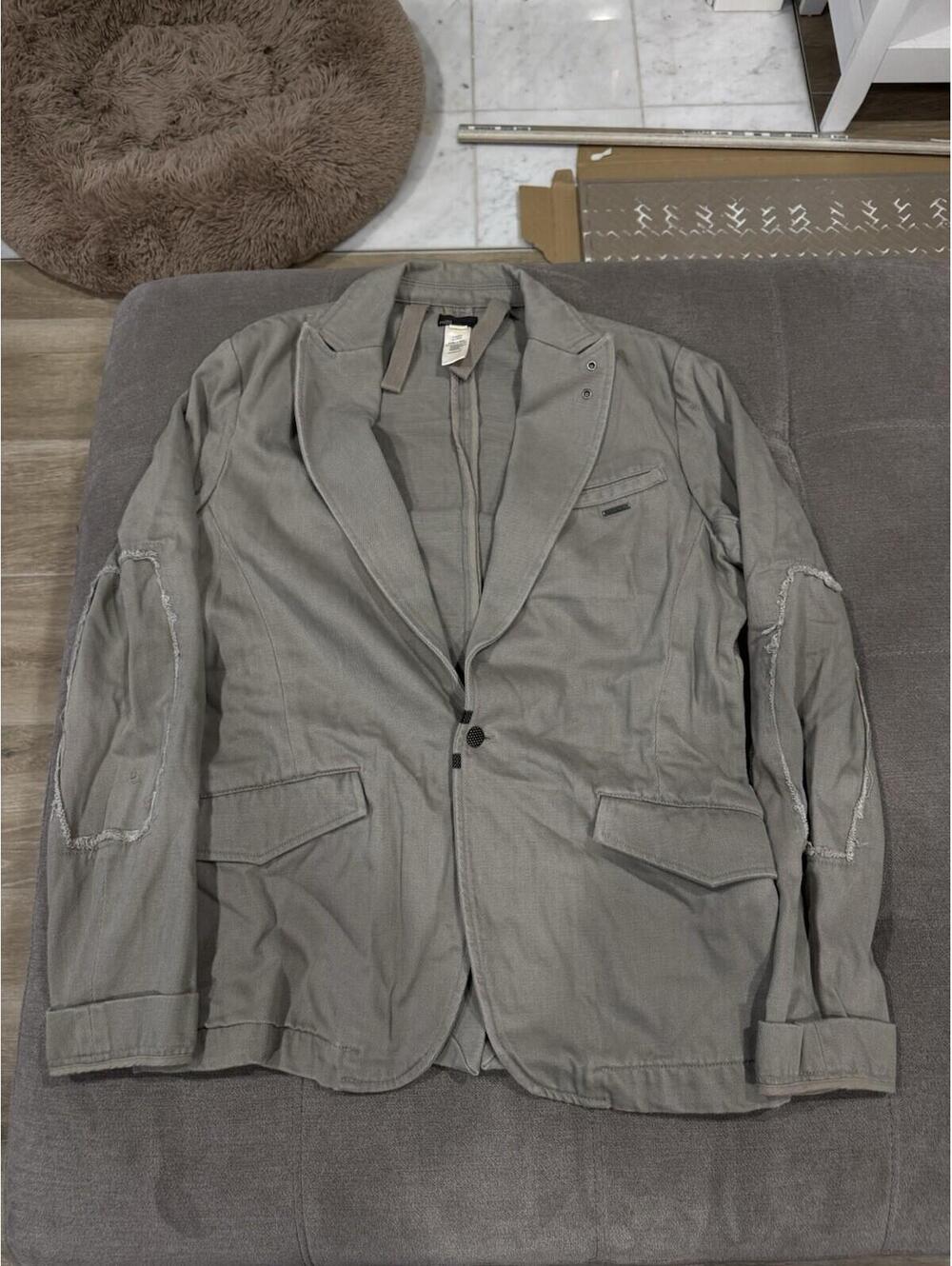 Diesel Mens Denim Blazer Gray XL Style Button up Military Y2K